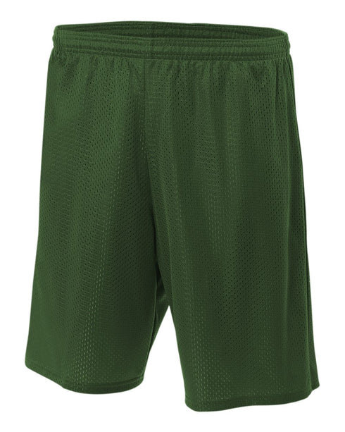 A4 9" Lined Tricot Mesh Short (N5296), Color 'Forest'